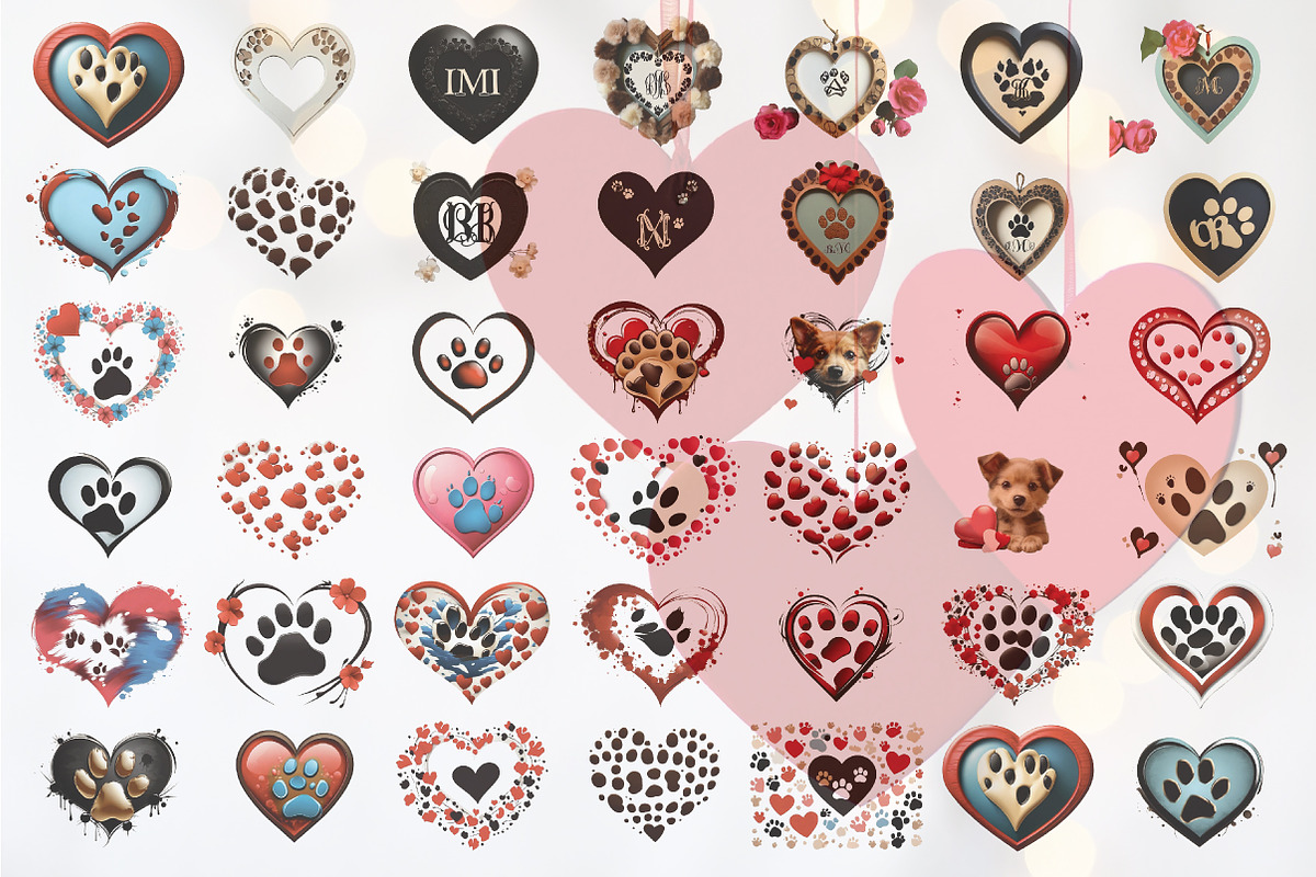 Mega Dog Heart Clipart Sublimation B, an Illustration by T-SHIRTBUNDLE (Photo 2 of 3)