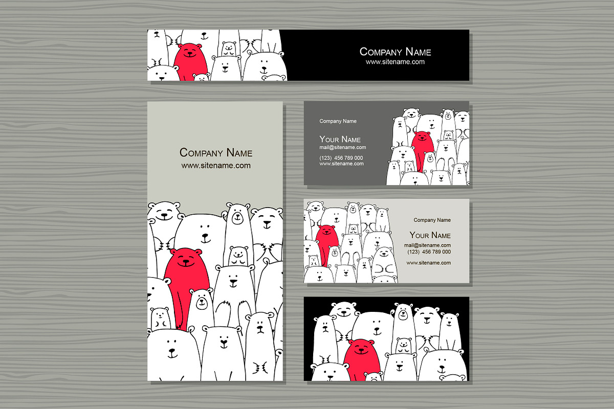 Card templates with white bears, a Card Template by Kudryashka (Photo 3 of 14)