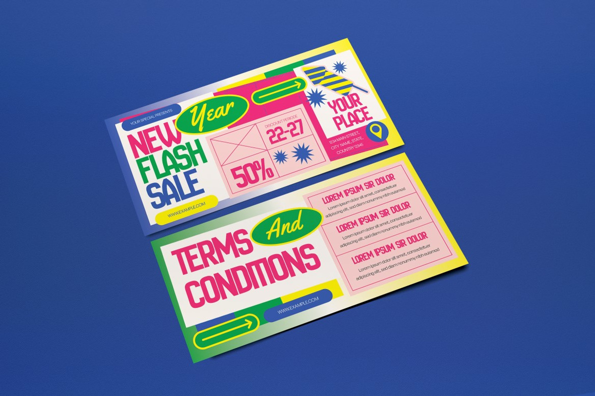 Pink Green New Year Sale Voucher, a Card Template by graphicook (Photo 4 of 6)