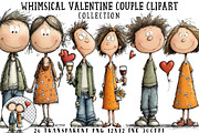 Whimsical Valentine Couple Clipart, an Illustration by OK Design (Thumbnail 1 of 6)