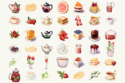 Afternoon Tea Watercolor Clipart, a Food Illustration by Anna Design Studio (Thumbnail 4 of 8)