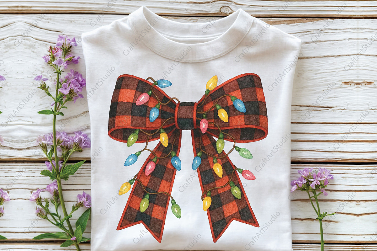Christmas Lights Bow Coquette PNG, an Illustration by CraftArtStudio (Photo 2 of 4)