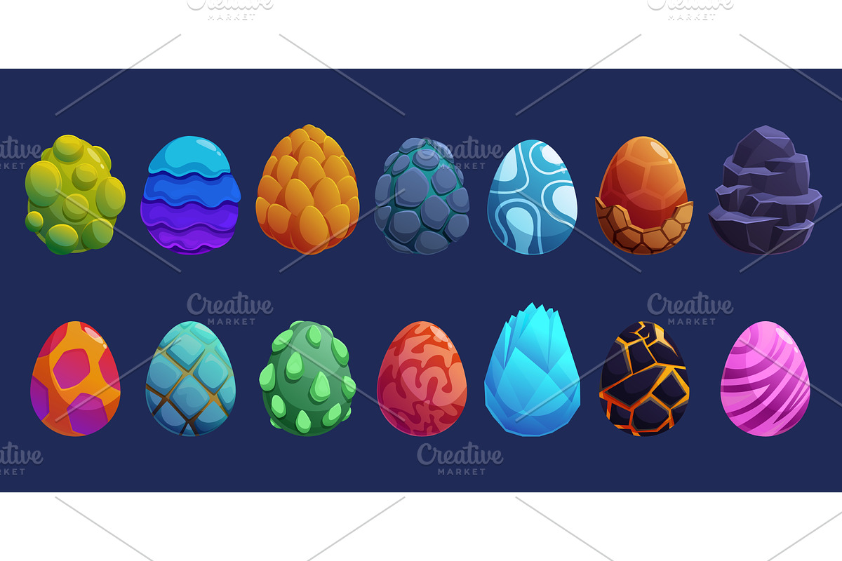Cartoon magic eggs. Fantasy, an Illustration by Valerie Bodnar