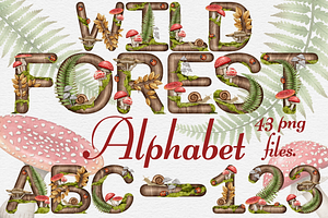 Wild Forest Alphabet Clipart set.