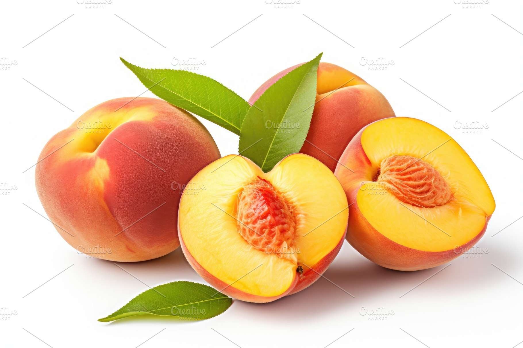 Fresh ripe peaches with leaves on wo, a Photo by Iftikhar Alam