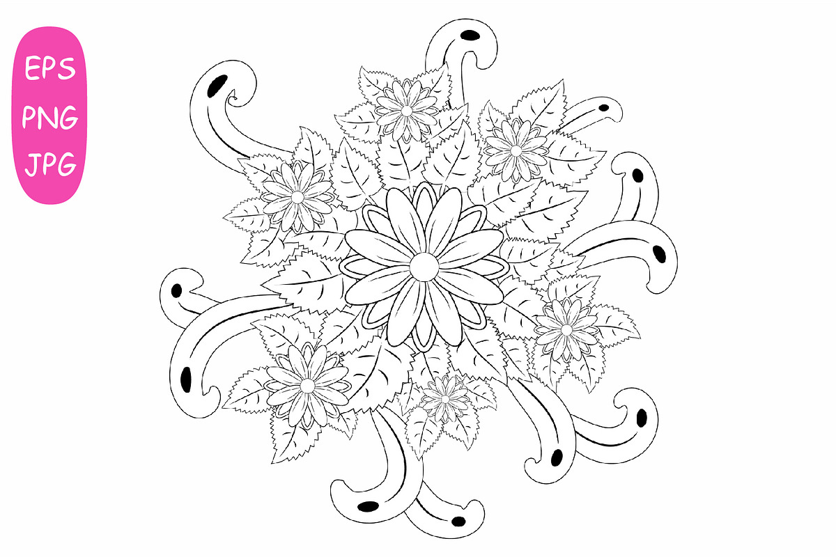 Flower Mandala: 5 Adult Coloring 3, a Poster Template by Michiru13 (Photo 6 of 6)