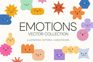 EMOTIONS: characters, flashcards, an Education Illustration by Lena Nikolaeva