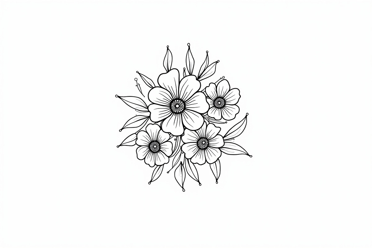 Hand Drawn Floral Coloring Pages, an Illustration by hafijul (Photo 3 of 9)