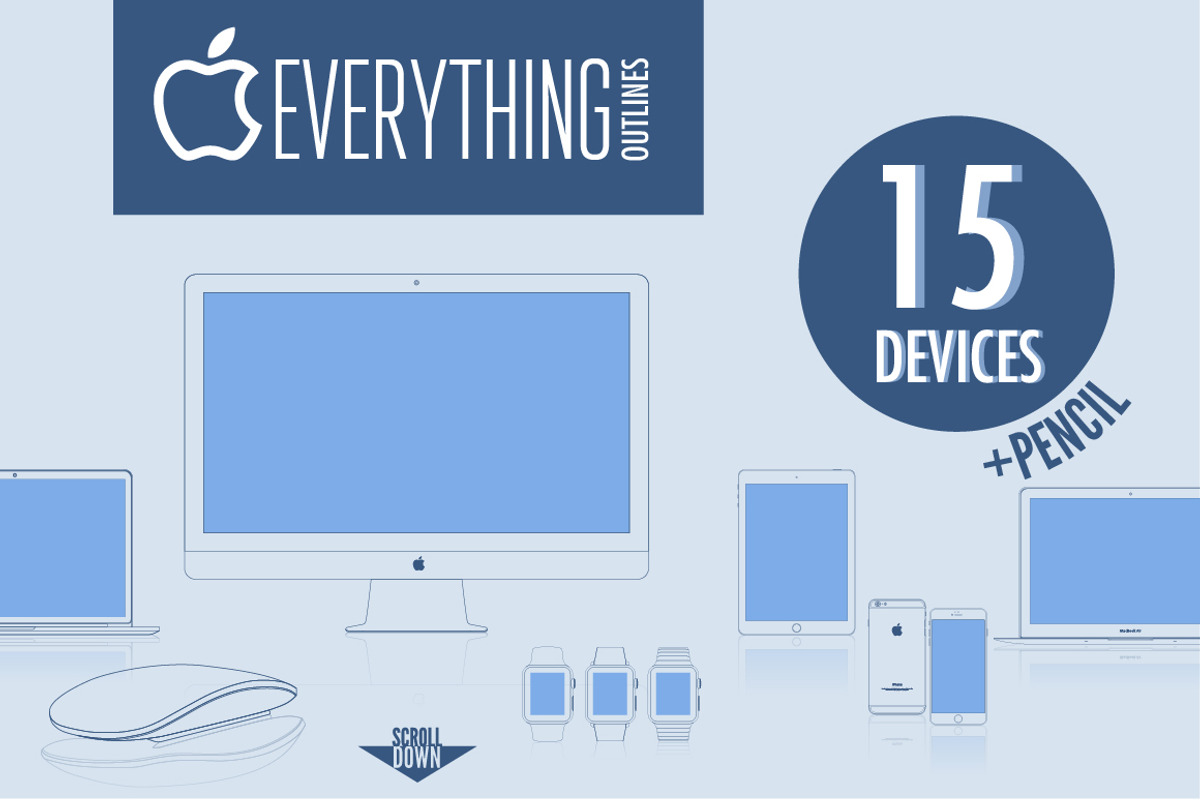 Apple Mockups in outlines +BONUS, an iPhone Mockup by voin_Sveta (Photo 1 of 4)