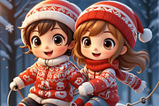 Procreate Chibi Christmas Stamps, a Brush Add-On by OneBerryCreations (Thumbnail 2 of 9)
