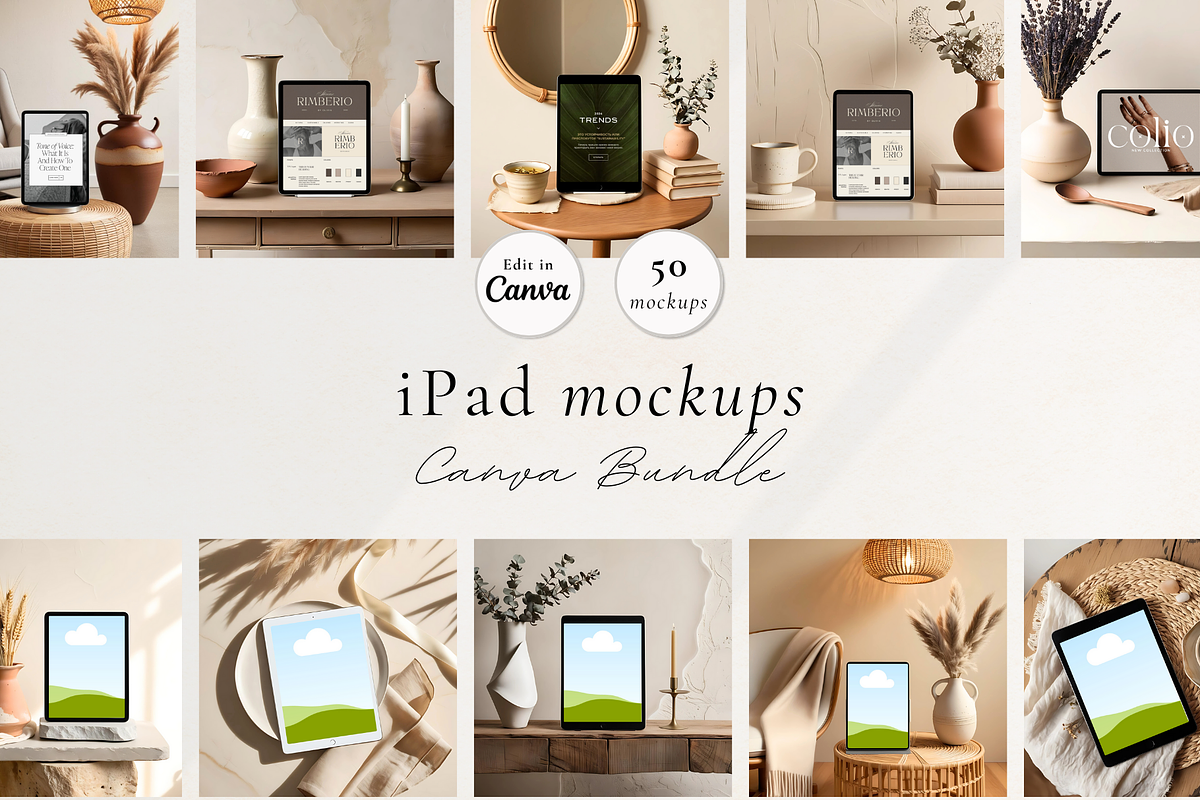 50 Minimalist iPad Canva Mockups, an iPad Mockup by Matisse Studio (Photo 1 of 10)