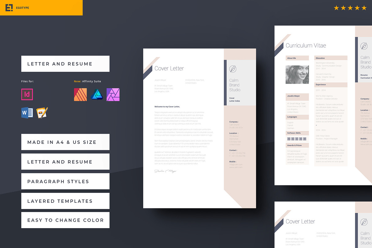 Calm Resume and Letter, a Resume Template by Egotype (Photo 1 of 6)