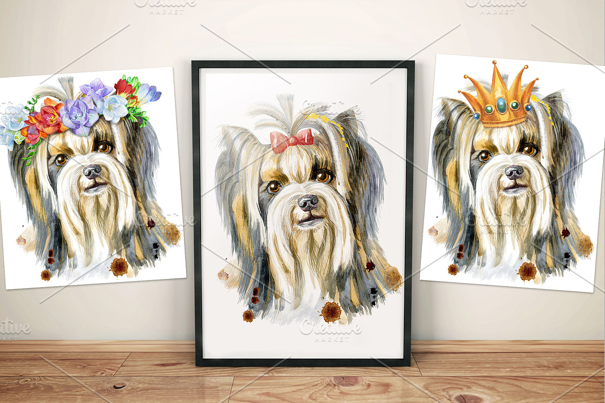 Watercolor fluffy yorkshire terrier, an Animal Illustration by Watercolor fantasy (Photo 3 of 5)