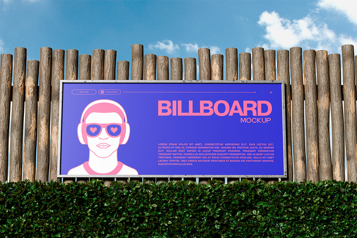 Fence Billboard Mockup, an Advertising Mockup by HanaSaka_Studio (Photo 2 of 4)