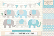 Soft Blue Elephant Clipart, an Illustration by Amanda Ilkov (Thumbnail 1 of 4)
