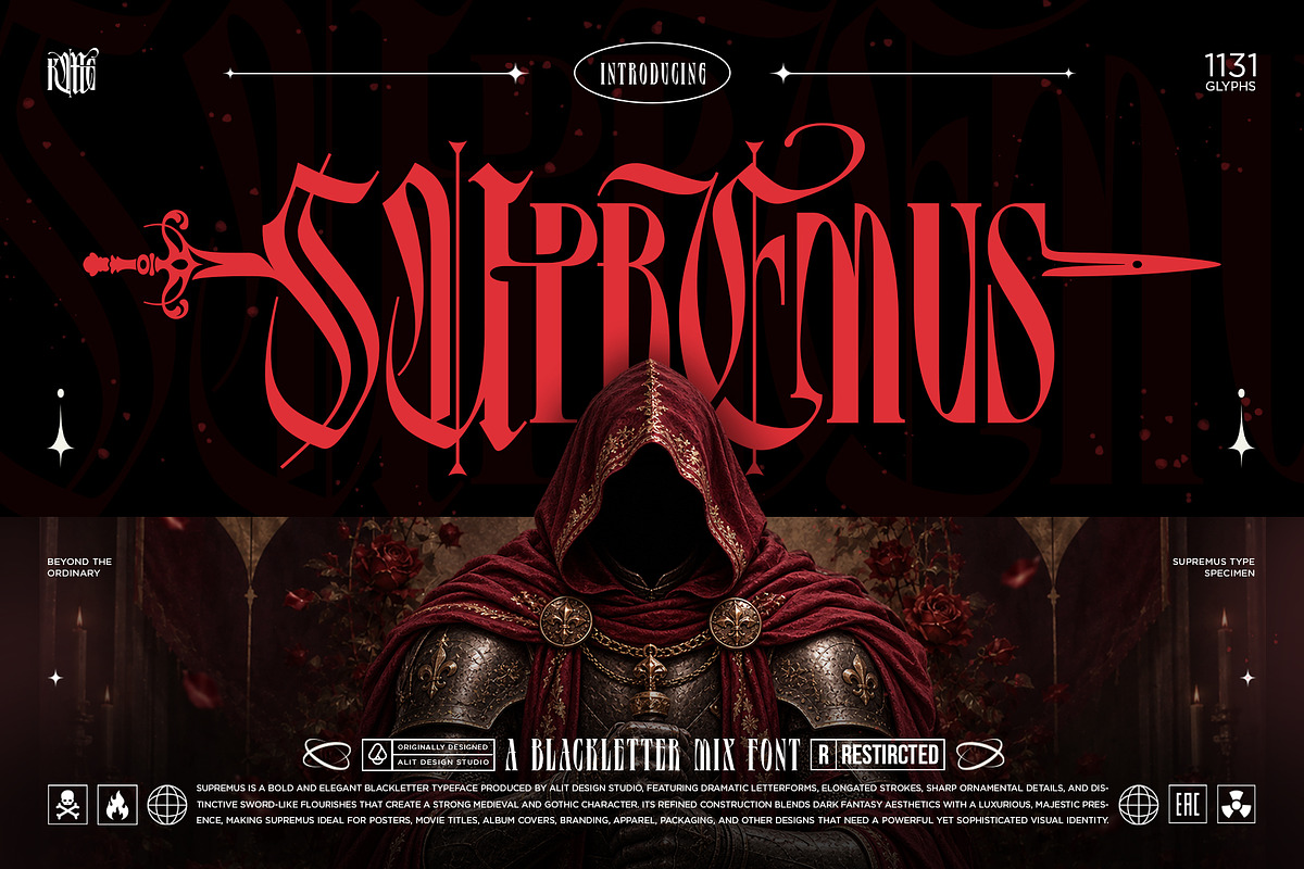Supremus Typeface, a Blackletter Font by alit design (Photo 1 of 20)