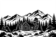 50 Forest Cabin Landscape Silhouette, an Empty State Illustration by Amazin_art (Thumbnail 17 of 38)