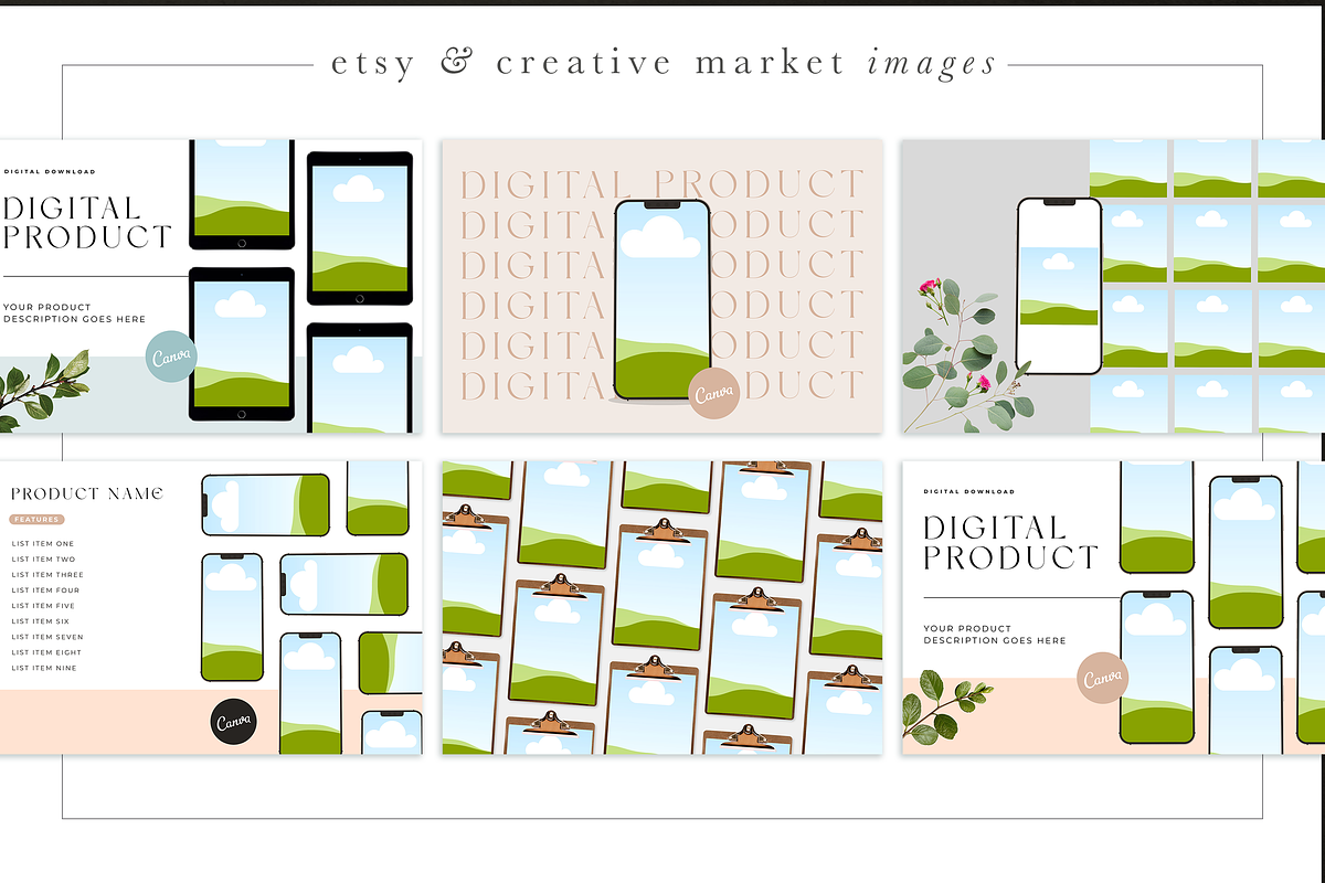 Canva Digital Product Mockups, a Marketing Template by Marigold Studios (Photo 5 of 11)