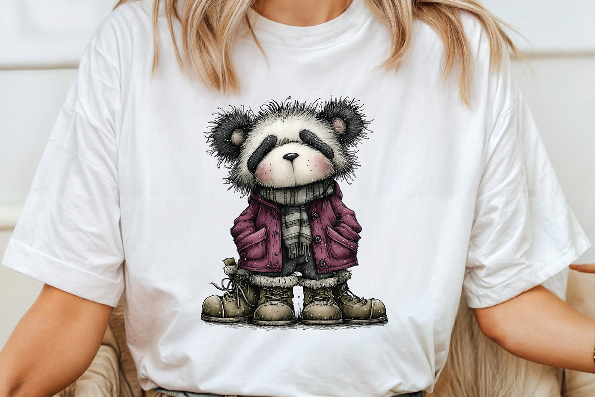 Whimsical Panda Christmas Clipart, an Illustration by CraftArtStudio (Photo 5 of 6)