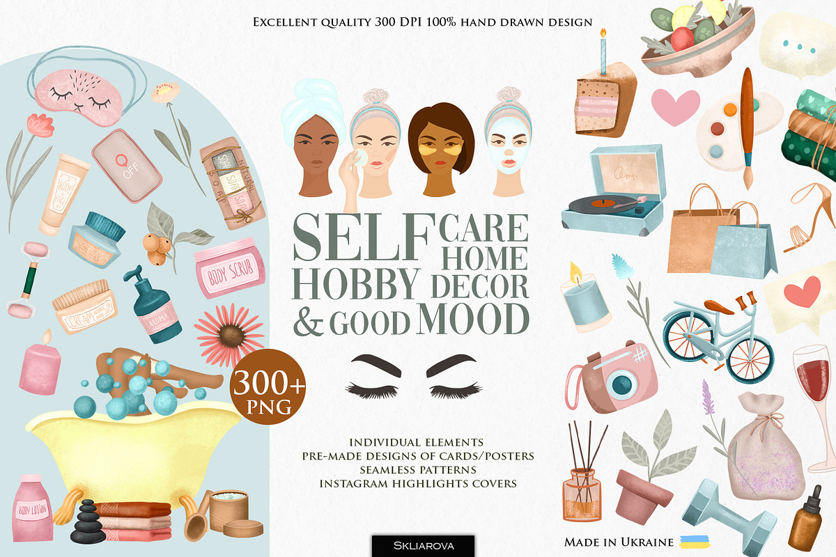 Self care, hobby, home & good mood, a Decorative Illustration by Skliarova (Photo 1 of 14)
