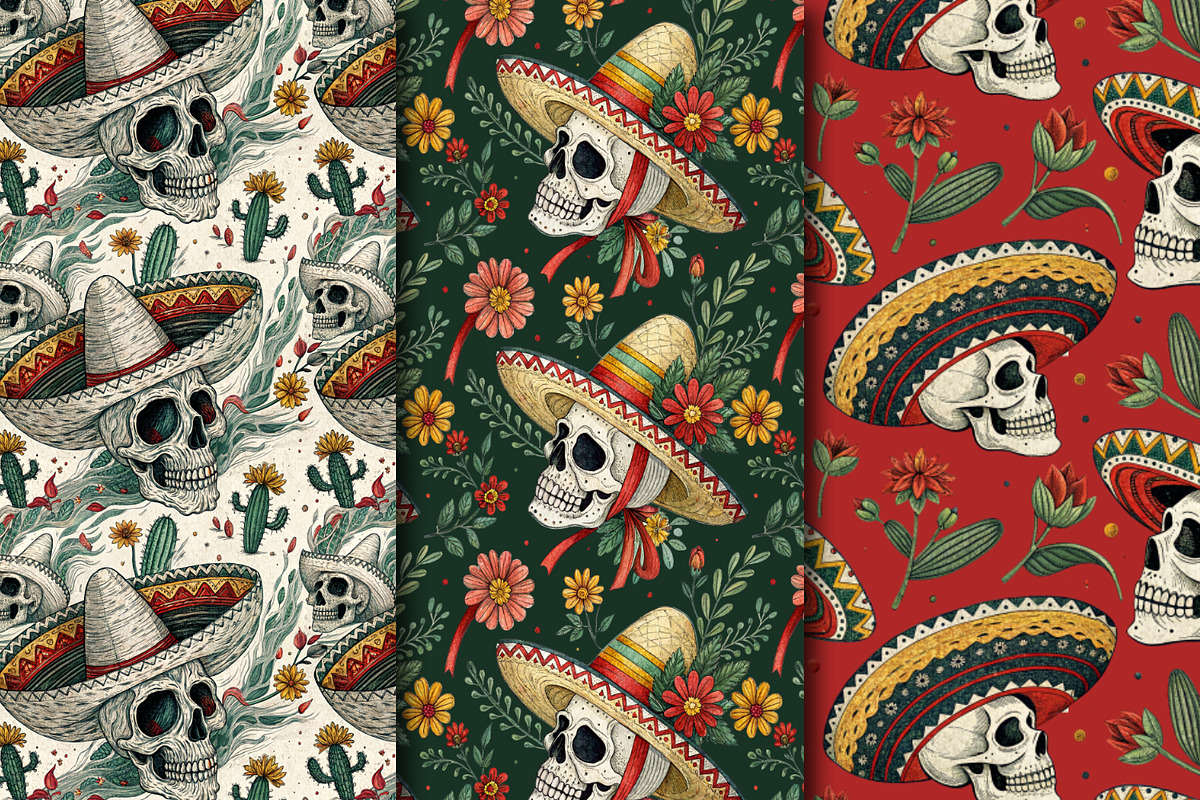 Seamless Pattern Day of the Dead, a Pattern Graphic by Designs by Helen Trupak (Photo 1 of 12)