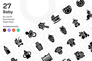 Baby Icons Set - Glyph, a Solid Icon by Kmg Design