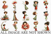 Whimsical Girls Floral Spring Clipar, an Illustration by Canvas Craft (Thumbnail 3 of 7)