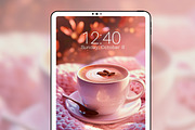 Cozy Coffee Latte Phone Wallpapers, a Wallpaper Graphic by Kalindiprints (Thumbnail 4 of 6)