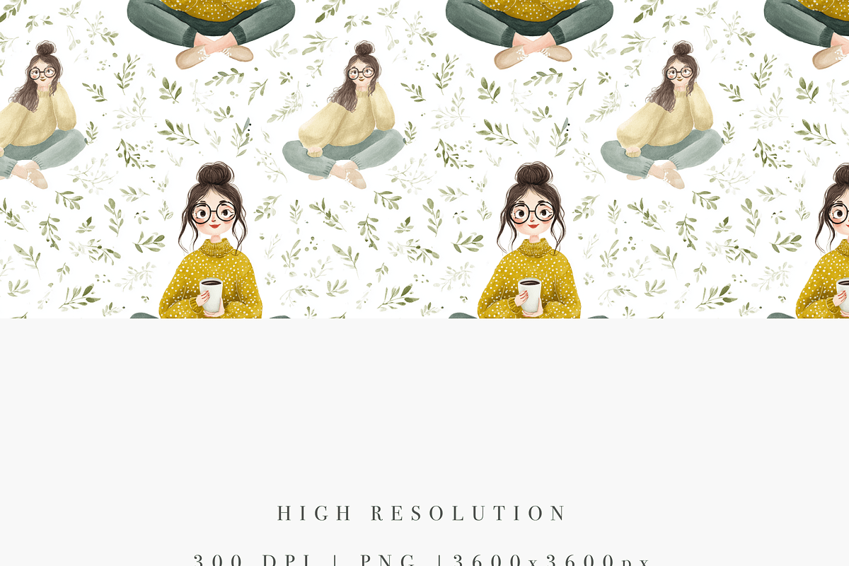 Quirky Girl Seamless Pattern, a Decorative Illustration by Pati Charm Studio (Photo 4 of 7)