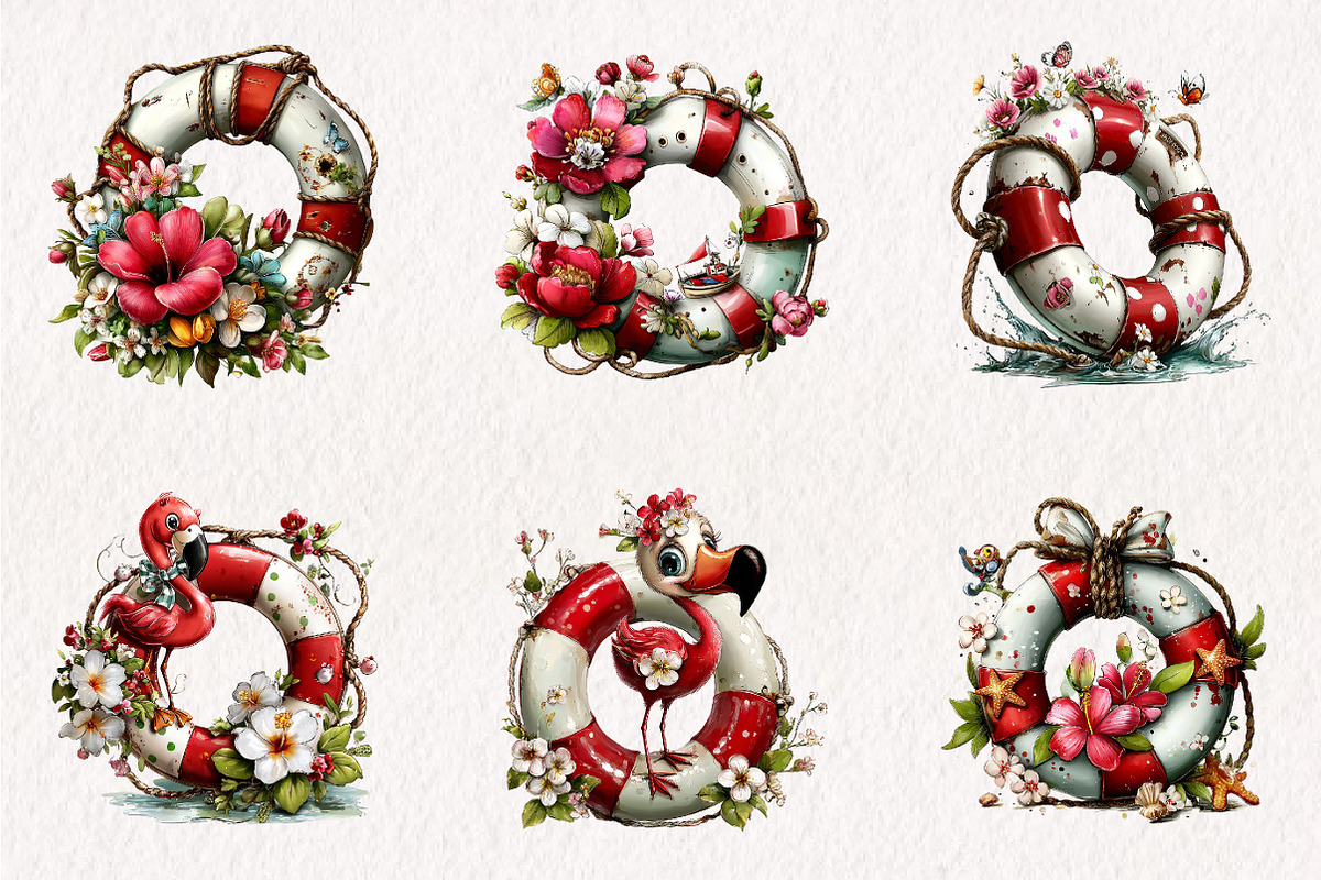 Whimsical Summer Lifebuoy Clipart, an Illustration by CreationArt (Photo 3 of 10)