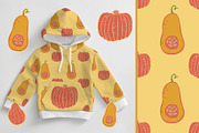 Autumn Pumpkins patterns & clipart, a Seasonal Illustration by Carpet Tapete Pretzel (Thumbnail 7 of 11)