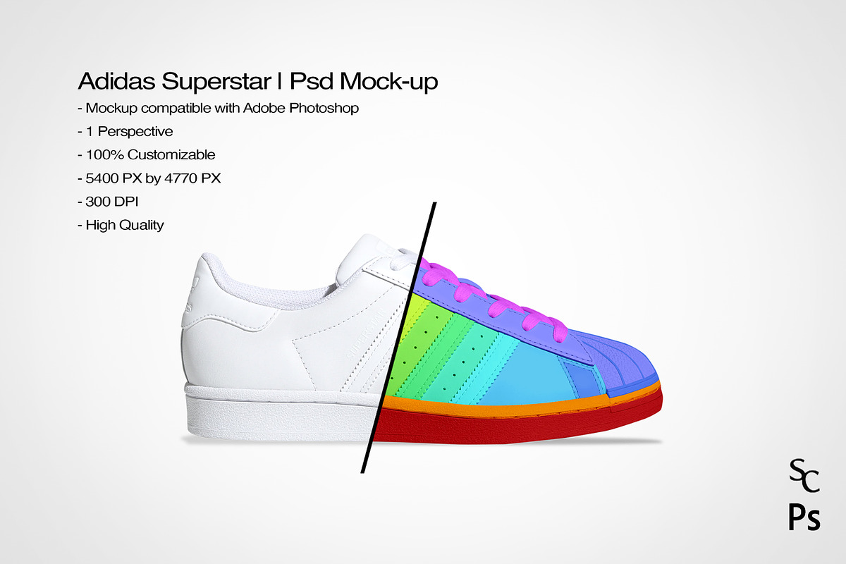 Adidas Superstar | PSD Mockup, a Product Mockup by sophiesconcepts