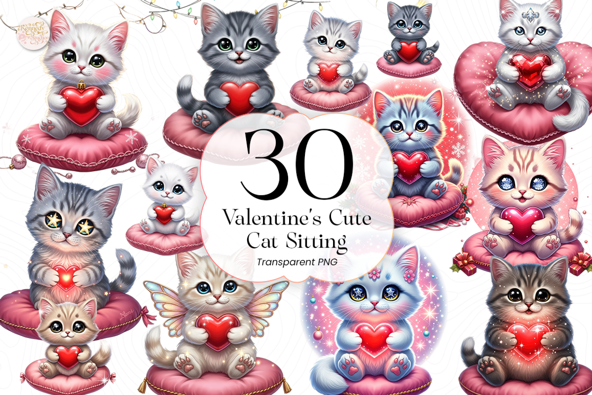 Cute Cat Sitting PNG Clipart Kawaii, an Animal Illustration by KennedyStudio (Photo 1 of 5)