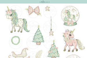 Unicorn Clipart, Christmas Clipart