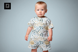 Short-sleeved Kid's Romper Mockup, a Shirt Mockup by 1001 mockups