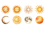 Watercolor Neutral Sun & Moon, an Illustration by Design Market (Thumbnail 3 of 3)