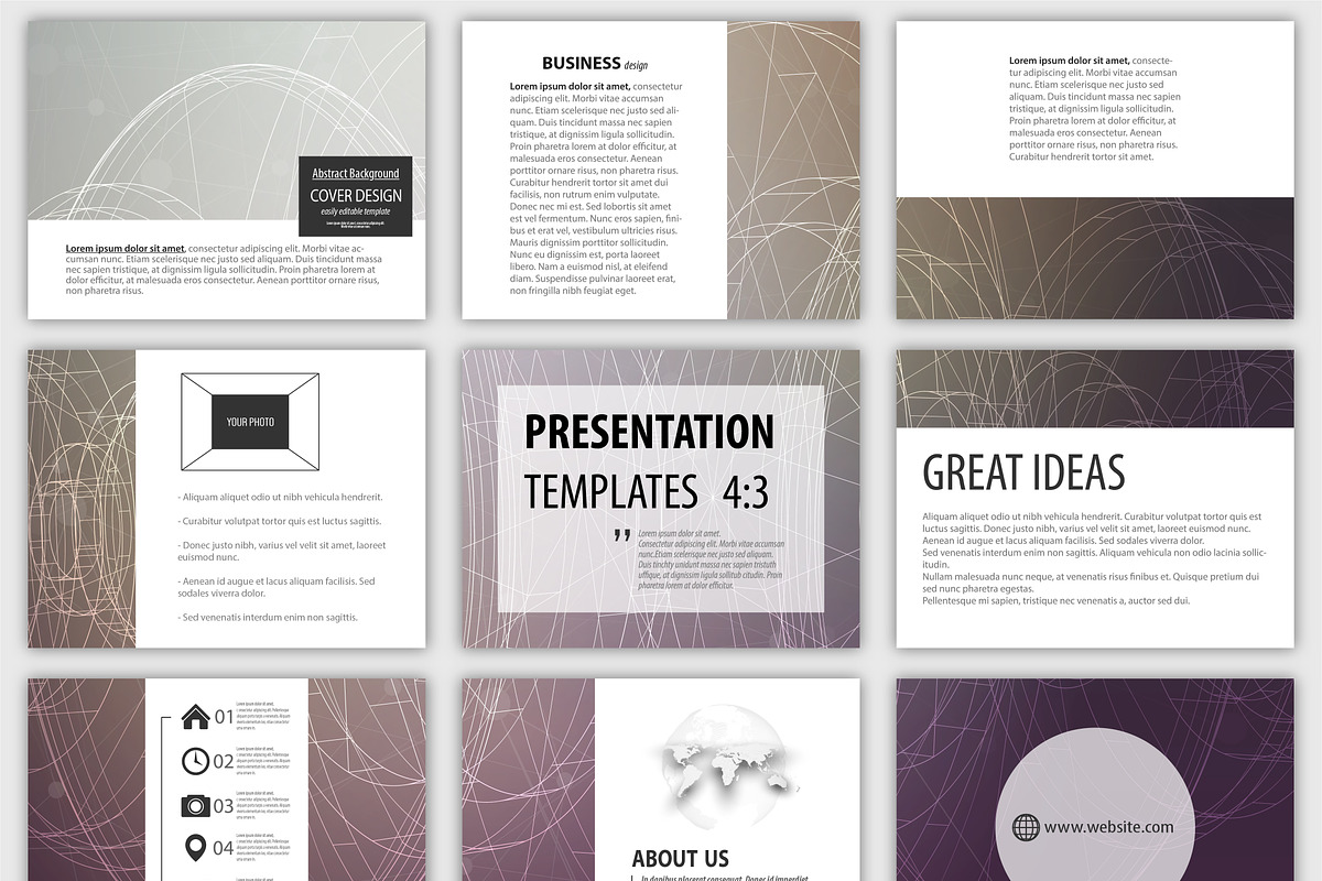 Set of 54 templates for presentation, a Presentation Template by VectorShop