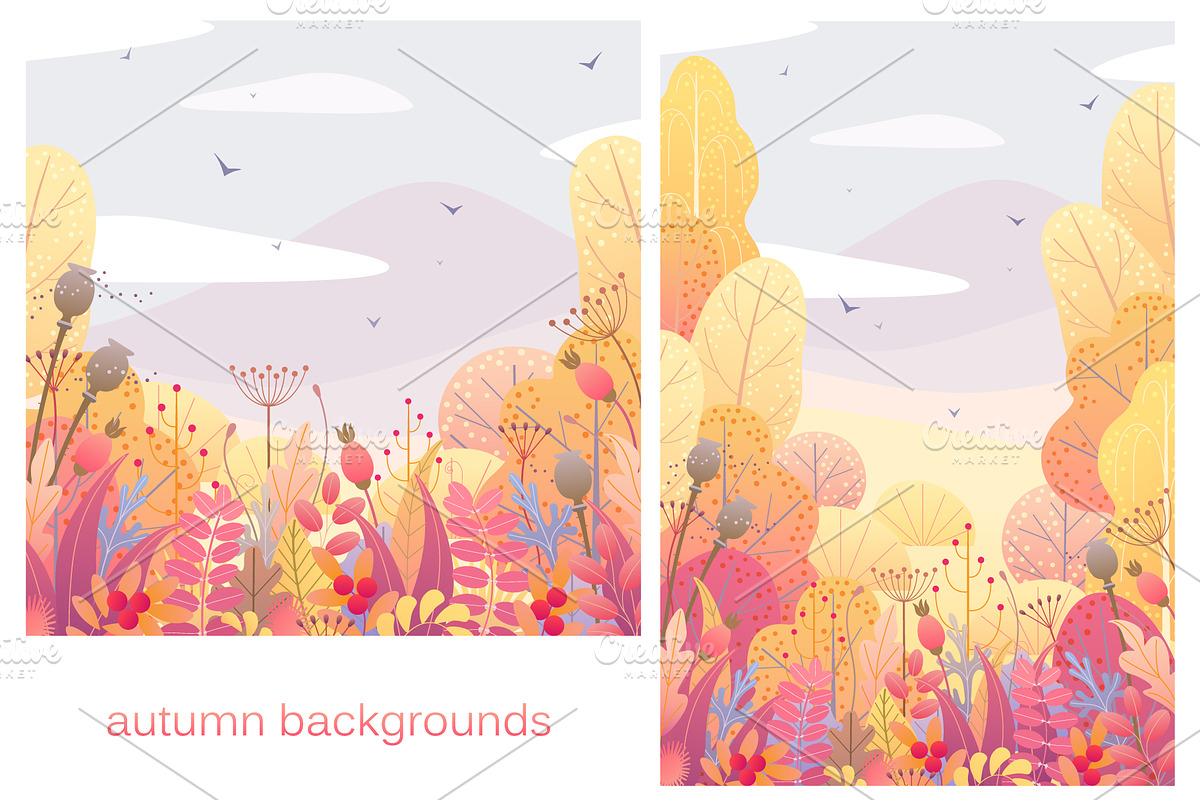 Autumn Landscapes and Foliage Decor, a Decorative Illustration by Valentyna Smordova (Photo 2 of 8)