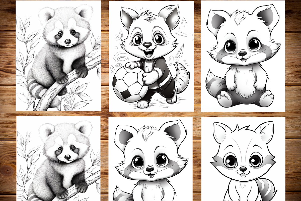 Red Panda Coloring Pages for Kids, a Brochure Template by LA Design (Photo 5 of 10)