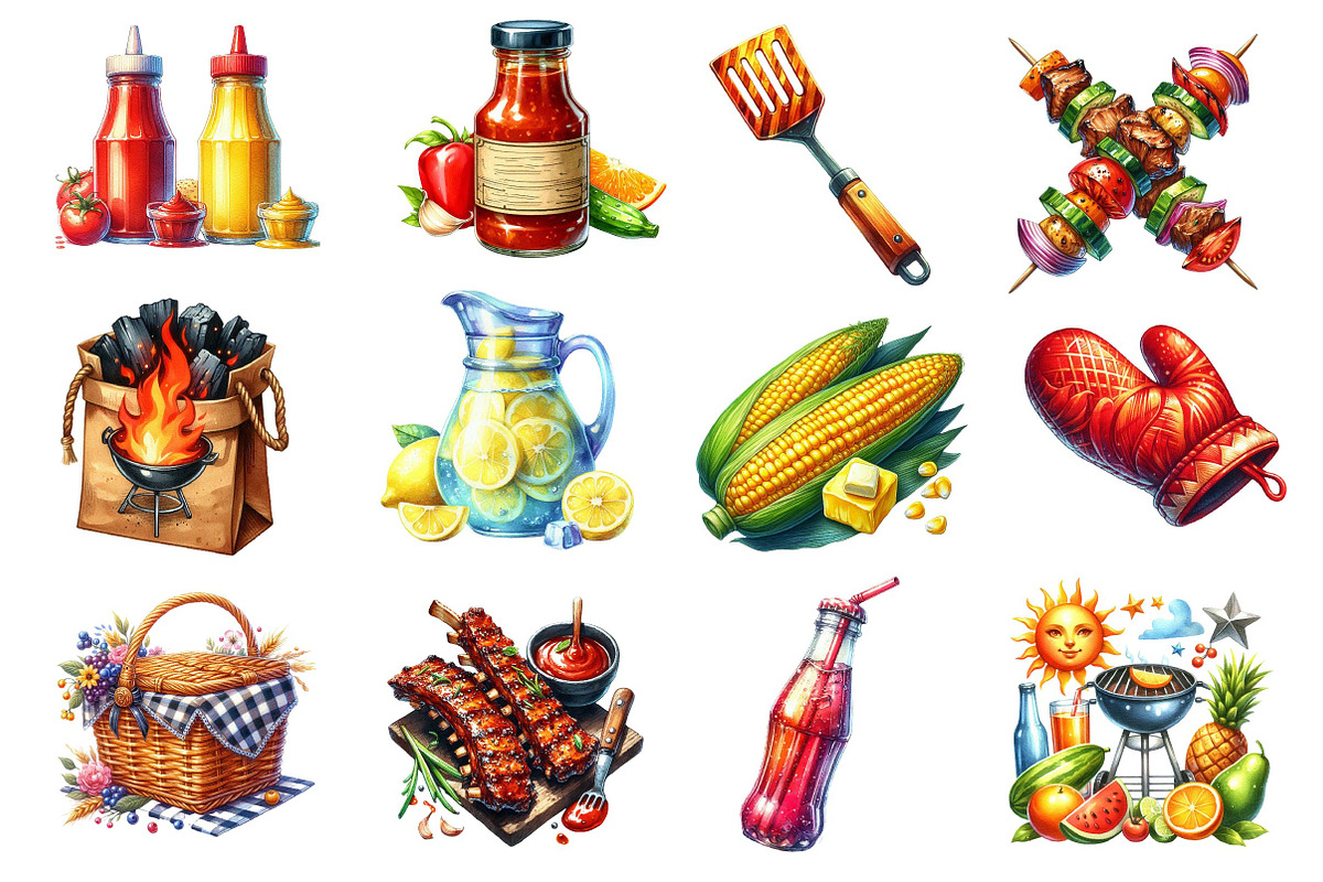 Summer BBQ Party Clipart, an Illustration by Dream Creation (Photo 3 of 3)