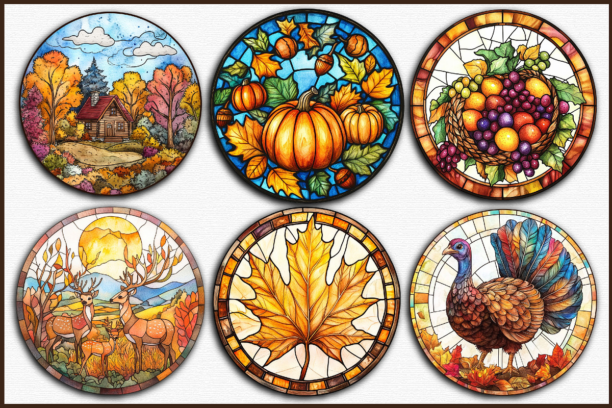 Watercolor Autumn Stained Glass Clip, an Illustration by Sublimation Artist (Photo 3 of 6)