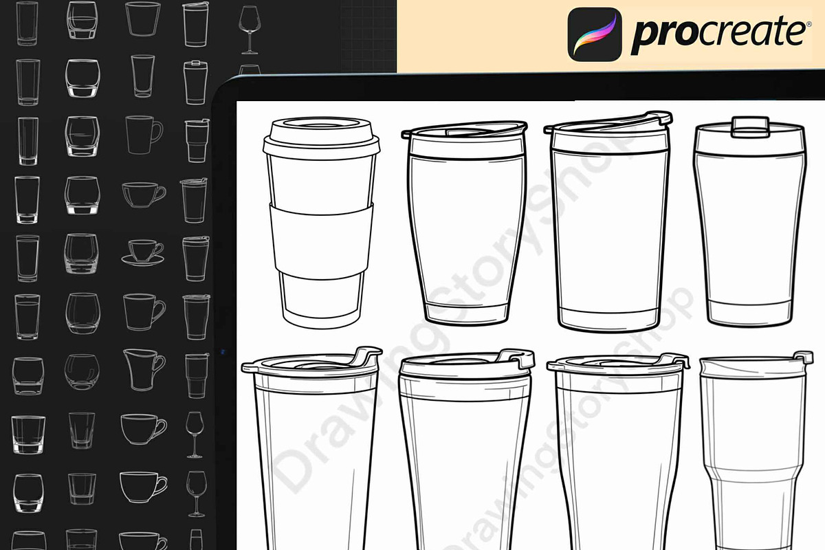 120 Procreate Drink Glass Stamp Set, a Brush Add-On by DrawingStoryShop (Photo 2 of 6)
