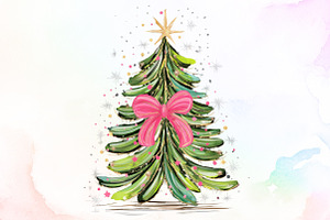 Coquette Pink Bow Christmas Tree PNG, an Illustration by Sublimation Artist