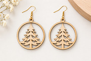 Christmas Tree Earrings Laser Cut, an Object Graphic by Canvas Craft (Thumbnail 3 of 4)