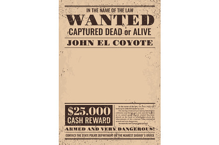 Reward poster. Western wanted banner, an Illustration by Vector Tradition