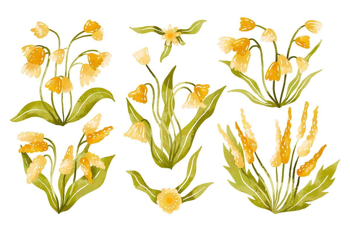 Yellow Field Flowers. Petal Blossom, an Illustration by the_myro