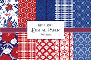 Red & Blue Digital Patterns, a Pattern Graphic by RachelStudio (Thumbnail 1 of 6)