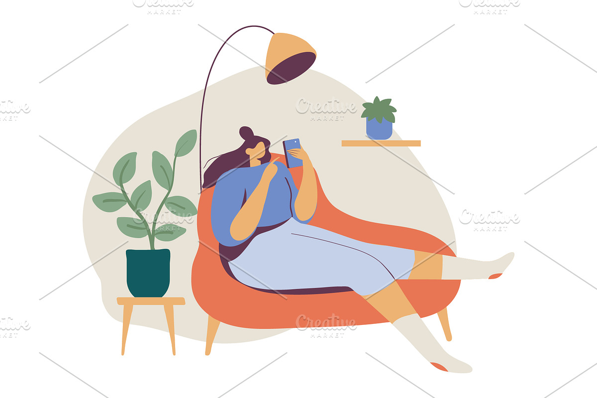 People spending time at home, a Person Illustration by Vector_Art (Photo 2 of 5)