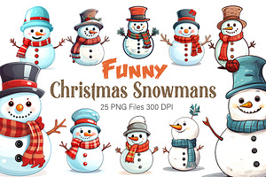 Cartoon Christmas Snowmans. PNG, an Animal Illustration by KENO Mascots