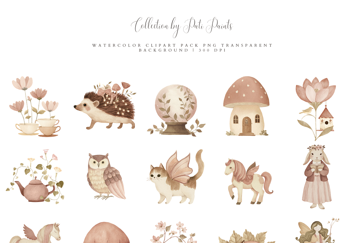 Fairy Garden Clipart Set, a Decorative Illustration by Pati Paints (Photo 2 of 12)